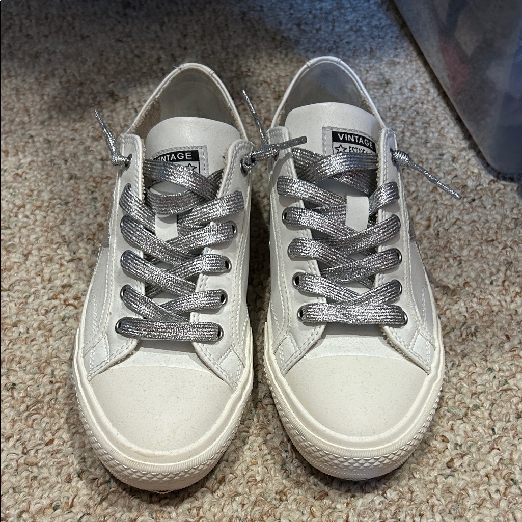 Vintage Havana White And Silver Sneakers